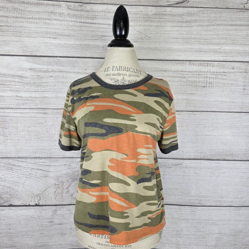 Cold Crush Camouflage Short Sleeve Tee - Green, Orange, Gray